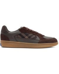 Burberry - Leather, Suede And Check Terrace Sneakers​ - Lyst