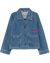 Bode - Embroidered Denim Jacket - Lyst