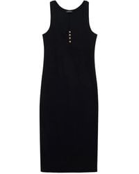 Anine Bing - Schwarzes Tank Midi Kleid Geripptes Design - Lyst
