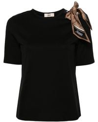 Herno - T-shirt girocollo con dettaglio a foulard - Lyst