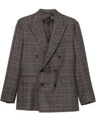 Tagliatore - Double-Breasted Check Blazer - Lyst