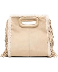 Maje - Cabas À Franges Et Bords En Peau Lainée - Lyst