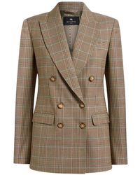 Etro - Double-Breasted Stretch-Wool Jacket With Prince Of Wales Motif - Lyst