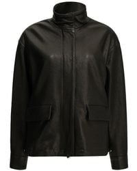 Semler - Abrigo De Piel Granulada Con Cuello Alto - Lyst