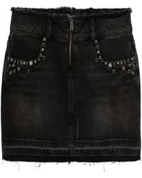 Guess - Frayed-Brim Denim Miniskirt - Lyst