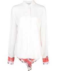 10 Crosby Derek Lam Long Sleeve Button-down Shirt With Contrast Back - White