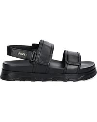 Furla - Double-Straps Leather Flat Sandals - Lyst