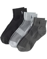 Polo Ralph Lauren - Logo-Embroidered Ribbed Socks (Set Of Three) - Lyst