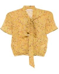 Kristina Ti - Blouse Fleurie À Col Lavallière - Lyst