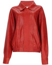 Alysi - Leather Bomber Jacket - Lyst