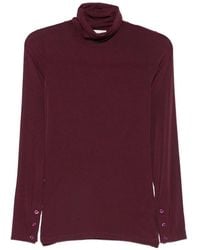 SOLOTRE - Button-Cuff Roll-Neck Top - Lyst