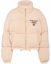 Prada - Logo-Detail Cashmere Padded Jacket - Lyst
