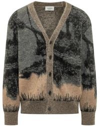Laneus - Cardigan À Col V Et Motif Paysage - Lyst