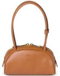 Miu Miu - Beau Embossed-Logo Leather Shoulder Bag - Lyst