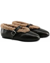 Toral Shoes - Anoush Shearling-Trim Ballet Flats - Lyst
