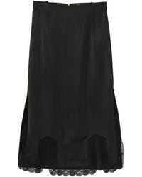 Sandro - Lace-Trim Midi Skirt - Lyst