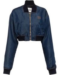 Miu Miu - Giacca Denim Con Ricamo - Lyst