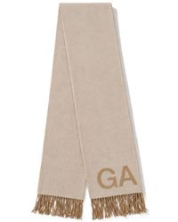 Ganni - Ivory Fringed Scarf - Lyst