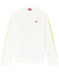 未使用 DIESEL T-Crane-LS S4ロングスリーブ ロンT Tシャツ T-CRANE-LS-S4 Long-sleeve T-shirt with fuzzy trims｜マルチ