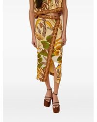 FARM Rio - Foliages Ketch-Print Sketch Wrap Midi Skirt - Lyst