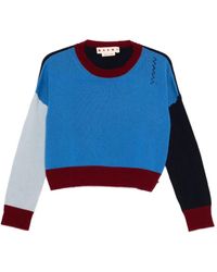 Marni - Colour-Block Cashmere Cropped Sweater - Lyst