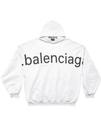 Balenciaga - Logo-Print Cotton Hoodie - Lyst