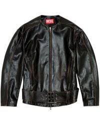 DIESEL - L-margy Collarless Leather Jacket - Lyst