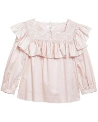 Chloé - Ruffled Lace-Trim Blouse - Lyst