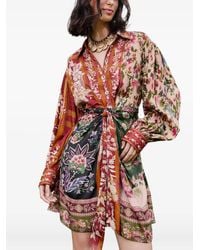 FARM Rio - Mini-Jurk Met Bloemenprint En Knopen - Lyst