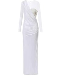 Elisabetta Franchi - Tulle-Panel Crocodile-Effect Maxi Dress - Lyst