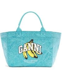 Ganni - Banana-Print Tote Bag - Lyst