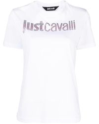 Just Cavalli - T-shirt en coton à ornements strassés - Lyst