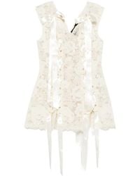 Simone Rocha - Heavy Lace-Overlay Lace-Up Top - Lyst