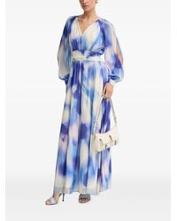 Morgan - Abstract-Print Slit-Sleeve Maxi Dress - Lyst