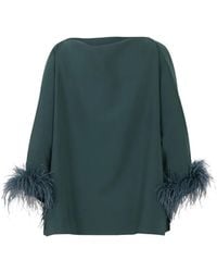 Gianluca Capannolo - Blusa Con Ribete De Plumas Y Cuello Barco - Lyst