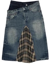 ANDERSSON BELL - Pleated Combo Flipped Demin Skirt - Lyst