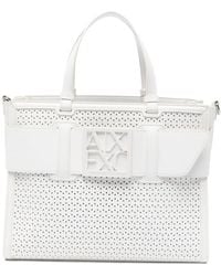 ARMANI EXCHANGE - Perforated Logo-Plaque Tote Bag - Lyst