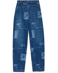 Palm Angels - Newspaper-Print Cotton Jeans - Lyst