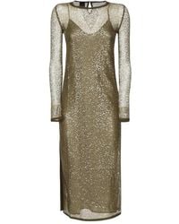 Pinko - Sequin-Embellished Mesh Midi Dress - Lyst