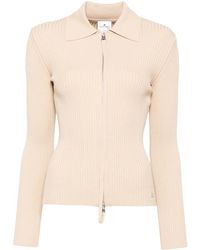 Courreges - Geripptes Strickoberteil mit Reißverschluss - Lyst