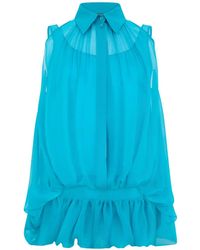 Alberta Ferretti - Ruffled-Hem Silk Blouse - Lyst