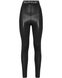 Philipp Plein - Coated Logo-Waistband Leggings - Lyst