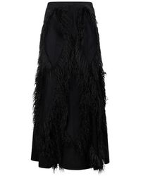 Alberta Ferretti - Fringed Panelled Maxi Skirt - Lyst