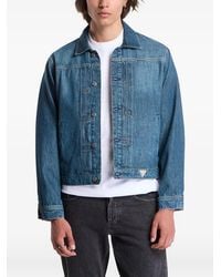 Guess - Faded Logo-Patch Denim Jacket - Lyst