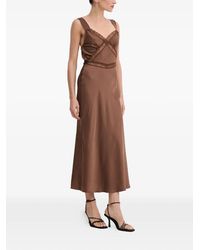 knee length dresses for ladies Bardot Premium Lace Midi Dress in Yellow