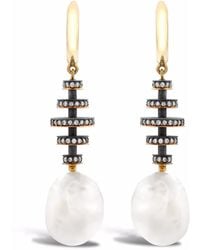 Pragnell - 18Kt Rose Legacy Pearl And Diamond Drop Earrings - Lyst