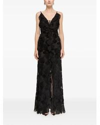 Nissa - Floral-Embroidered Ruffled Maxi Dress - Lyst