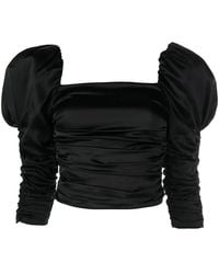 Alice + Olivia - Katrice 3/4 Puff Sleeve Square Neck Ruched Top Blouse - Lyst