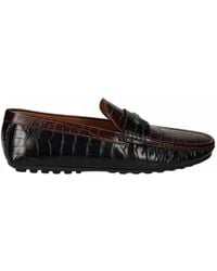Roberto Cavalli - Crocodile-Effect Leather Loafers - Lyst