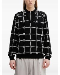 Fred Perry - Trui Met Geometrisch Patroon En V-Hals - Lyst